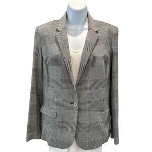 Worthington Women's Blazer Jacket‎ Black White Houndstooth Plaid Size Medium